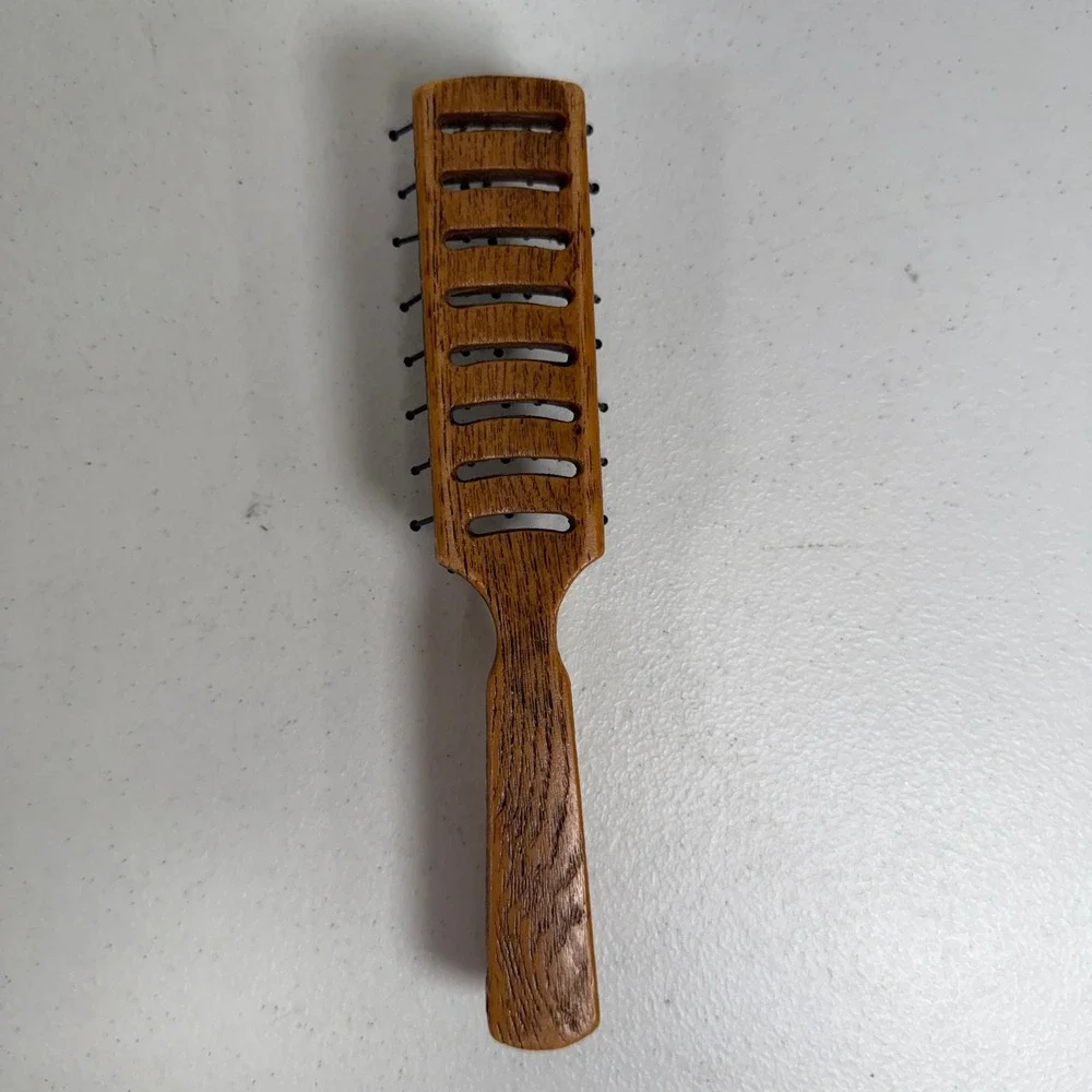 Vintage GOODY USA Faux Wood Grain Vented Styling Hair Brush Ball Tipped 6
